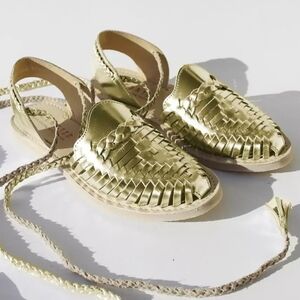 Alebrije Huarache Sandals Sz 5.5 (36) Cempasuchil Gold *new*